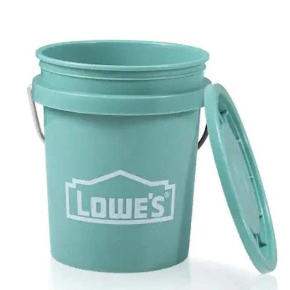 Lowe's 1-Quart Plastic Bucket with Lid Teal Blue Utility Pail Small Storage Bin